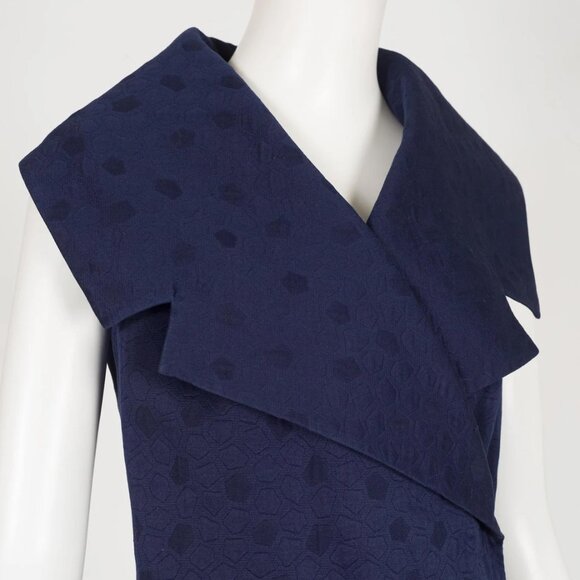 Serge & Réal Dresses & Skirts - Serge & Réal Couture 1990s Vintage Navy Cotton Brocade Sleeveless Dress Size S